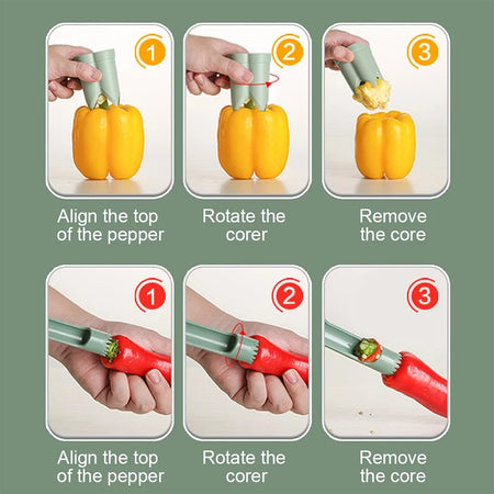 2025 Chili Seed Remover &amp; Bell Pepper Cutter - 2 In 1 Kitchen Gadget
