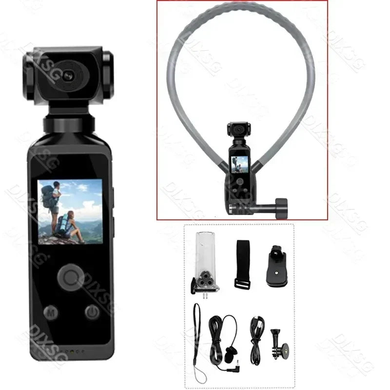 DIXSG 4K Ultra HD Pocket Action Camera &ndash; 270 Degree Rotatable Design with bracket / With 64G Card