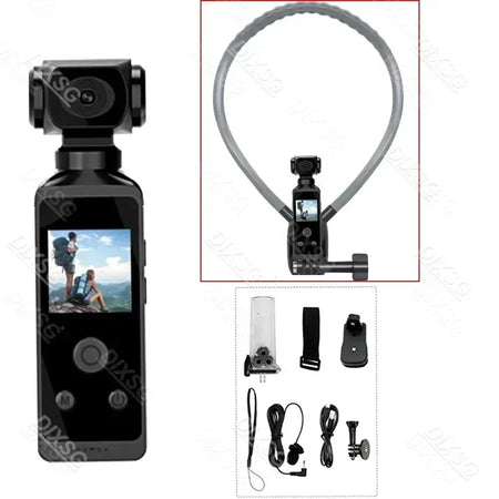 DIXSG 4K Ultra HD Pocket Action Camera &ndash; 270 Degree Rotatable Design with bracket / With 64G Card