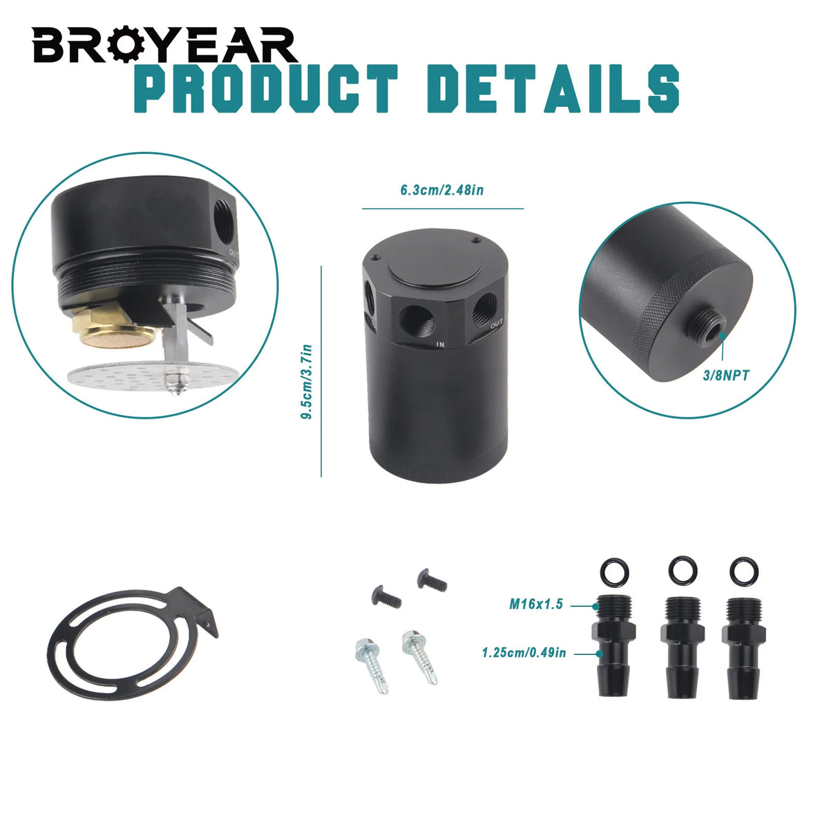 Aluminum Baffled Oil Catch Can With 3 Ports, Universal 180ml Tank by InterCyprus Trading Ltd