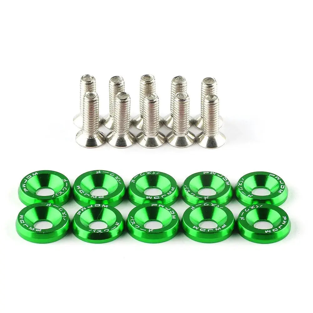 10Pcs/Set M6 * 20mm JDM Bumper Fender Washer Kit Engine Bay Dress Up Bolts Fasteners Aluminum Concave Hex Screws by InterCyprus Trading Ltd