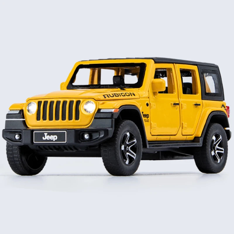 1:32 WELLY Jeep Wrangler Rubicon Alloy Diecast Model with Sound and Light Yellow