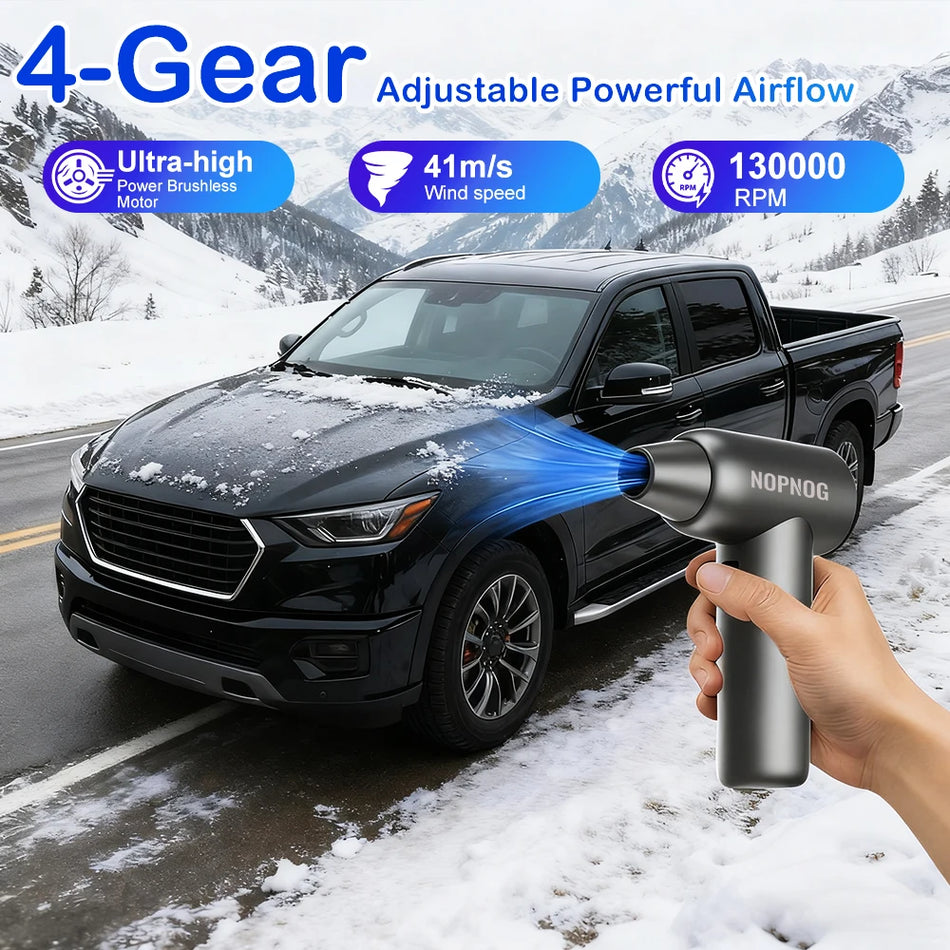 Leepee Turbo Automobilio Sniego Šepetys su Elektriniu Pūstuvu, Belaidis 4-Pavarų, Nešiojamas
