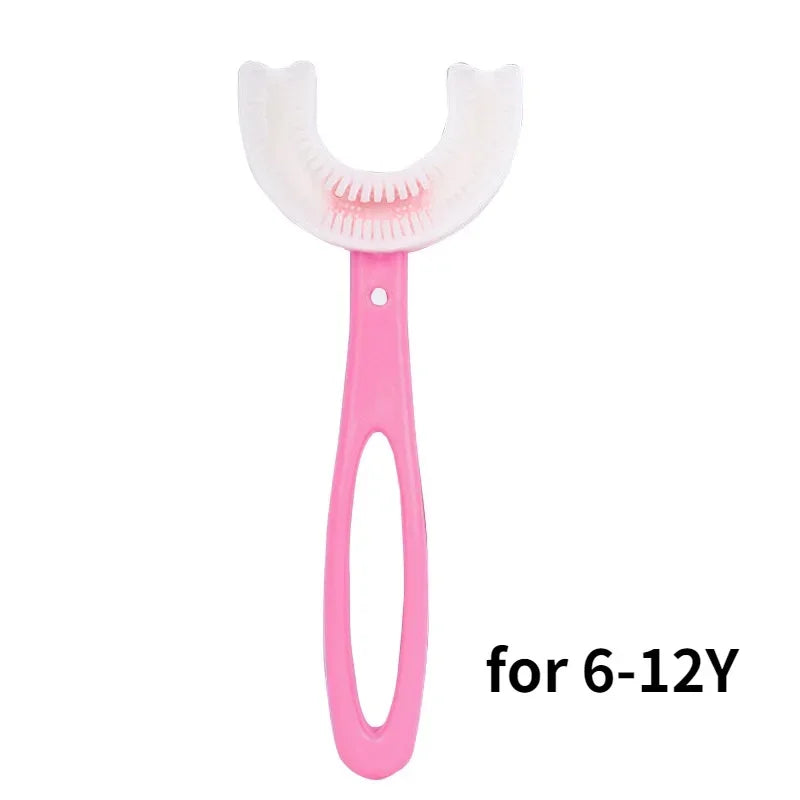 360 Degree U-Shaped Silicone Baby Toothbrush for Kids' Oral Care 1 Pcs Pink(2-12Y) / CHINA