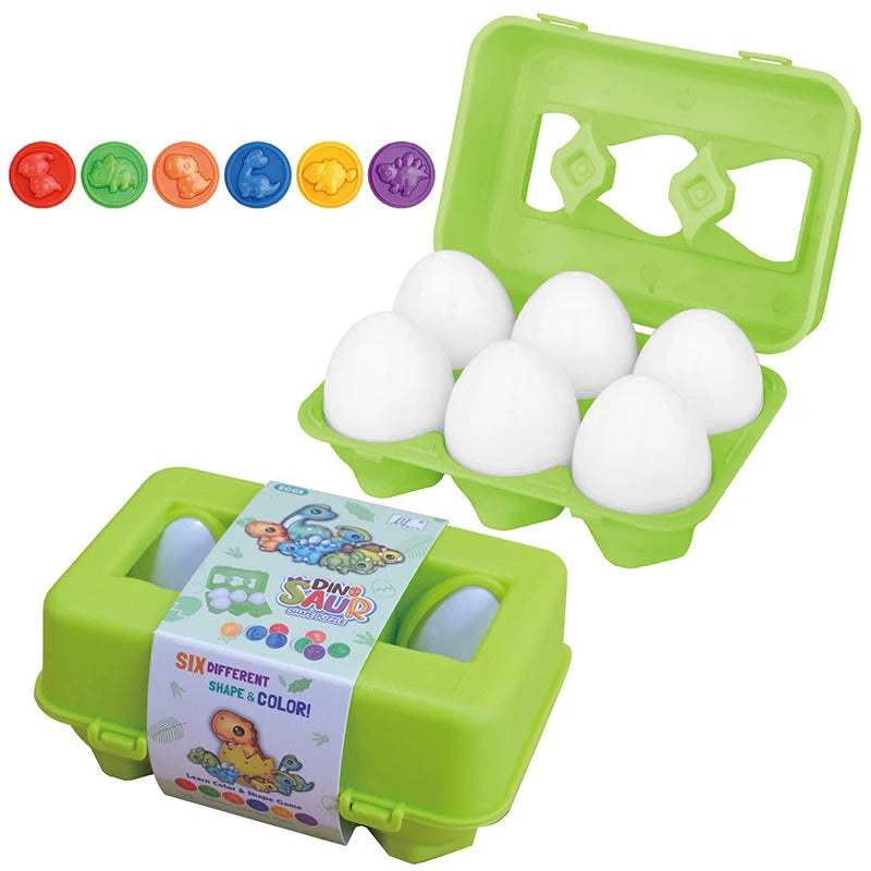 Montessori Educational Smart Eggs Puzzle Toy - Shape Sorter &amp; Learning Game for Toddlers Ages 2-3 | Perfect Kids Easter Gift 6pcs dinosaur
