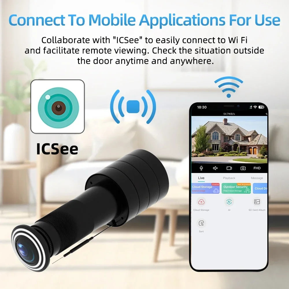PEGATAH 3MP WiFi Peephole Camera &ndash; 170 Degree Wide Angle
