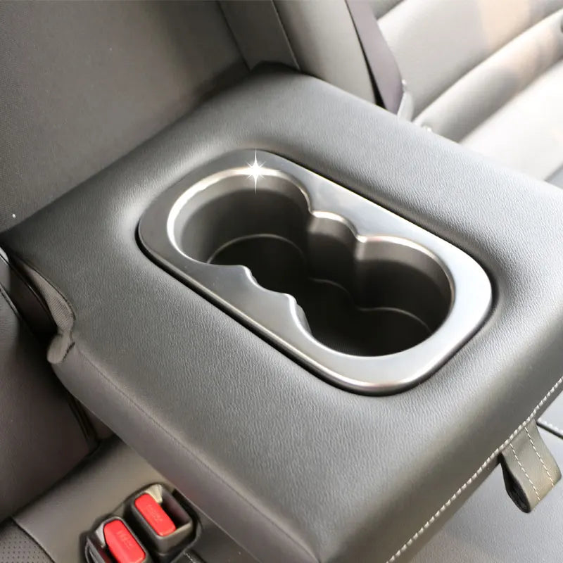 Κάλυμμα Διακοσμητικό Αυτοκόλλητο Ποτηροθήκης Πίσω Renault Koleos, ABS Ανοξείδωτο Ατσάλι, Ασημί