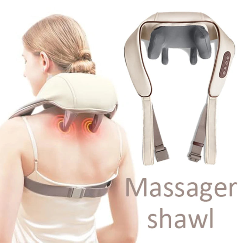 Trådlös nack- och ryggmassager 5D shiatsu värmande kudde