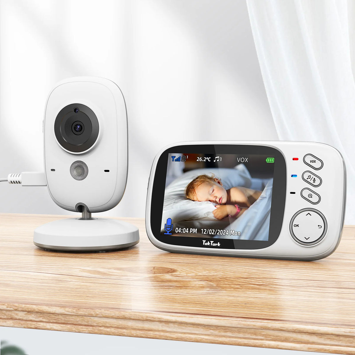 TakTark 3.2 Inch Wireless Video Baby Monitor with Night Vision &amp; Lullabies