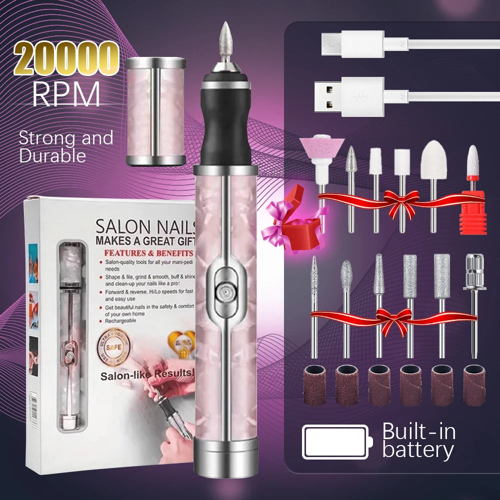 Yikoolin 20000RPM Electric Nails Drill &ndash; High Speed Tool Pink-1