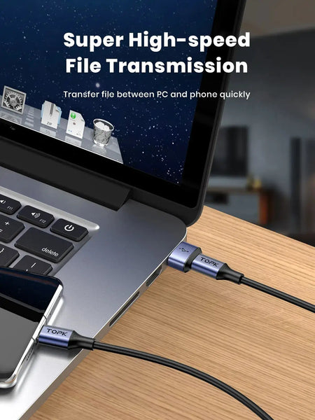 TOPK AT13 USB C to USB Male Adapter USB Female (Type-C) to USB 2.0 Male (USB-A) Fast Charging & Data Sync OTG Adapter Connector by InterCyprus Trading Ltd