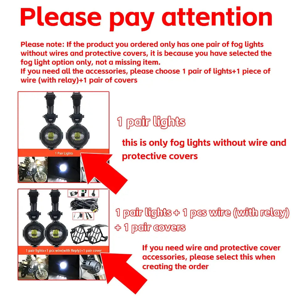 Auxiliary Lights LED Spot Driving Fog Lights for R1200GS F800GS K1600 Universal Motorcycle 40W 6000K Fog Lamps by InterCyprus Trading Ltd