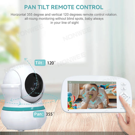 5&quot; HD Baby Monitor with 360&deg; Pan-Tilt, 35-Hour Battery, and Temperature Alerts