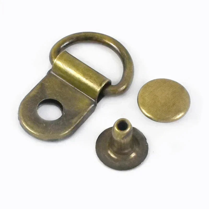 10/20/50Sets 9*14mm Metal D Ring Buckle Hiking Climbing Boots Connector Clasp Bag Strap Shoes Carabiner Installation Nails Craft 10Sets / Bronze