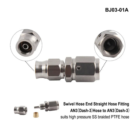 Stainless Steel Hydraulic Brake Banjo Fitting With AN3 M10x1 For Motorcycles by InterCyprus Trading Ltd