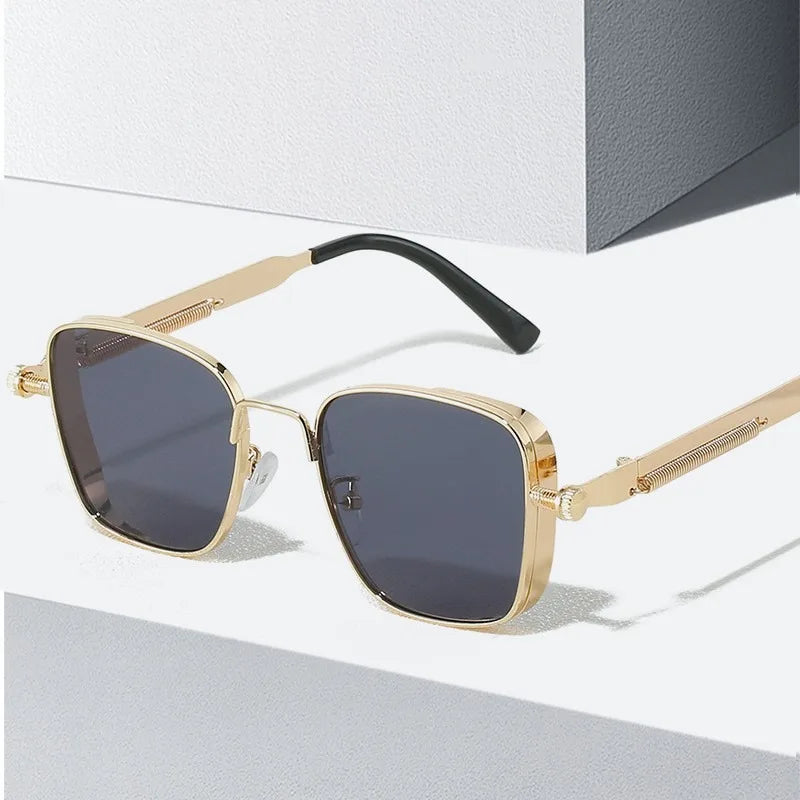 Men Driving Steampunk Square Sunglasses &ndash; UV400 Metal Frame