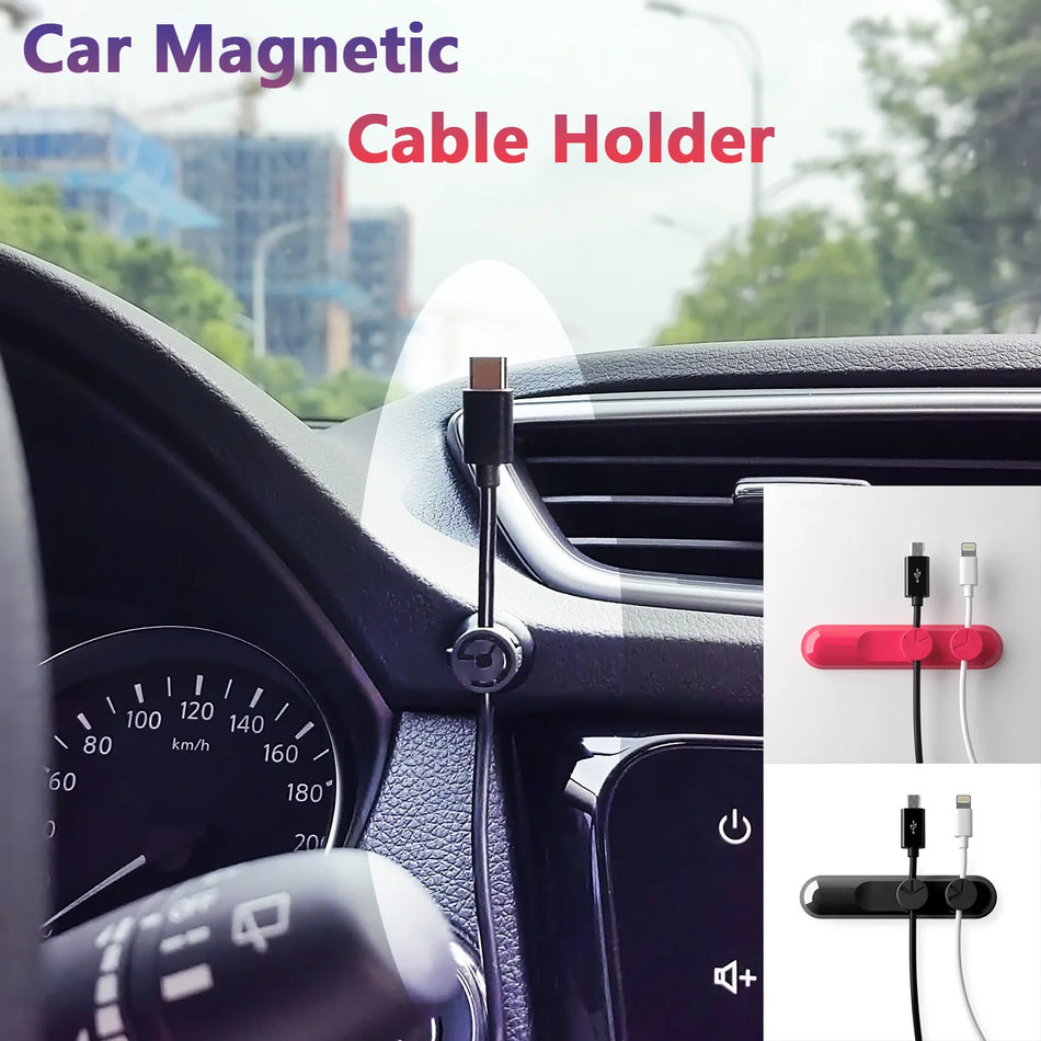 Car Magnetic Cable Holder Self Adhesive USB Cord Winder
