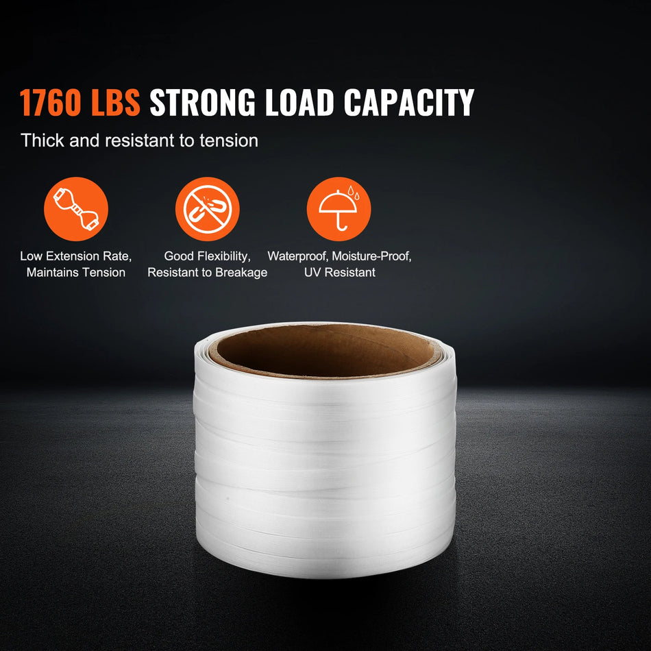 Rotolo di Cinghia Intrecciata Bianca 330Ft Bobina per Pallet Pesante