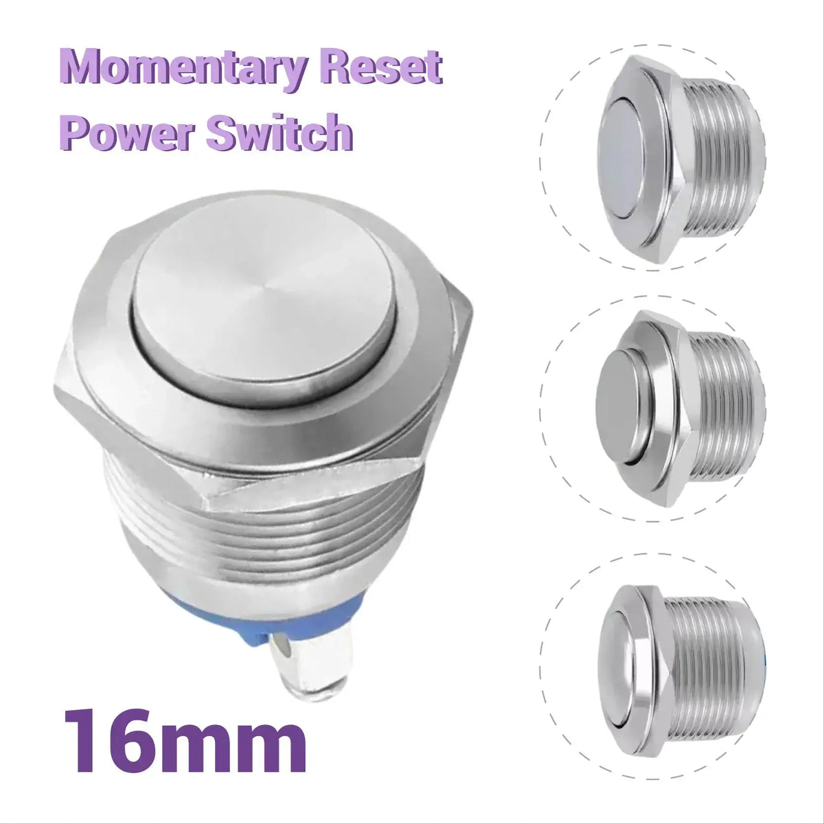 5/20Pcs 16mm Waterproof Momentary Reset Metal Push Button Switch Screw Terminal Car Engine Doorbell PC Power Switch by InterCyprus Trading Ltd
