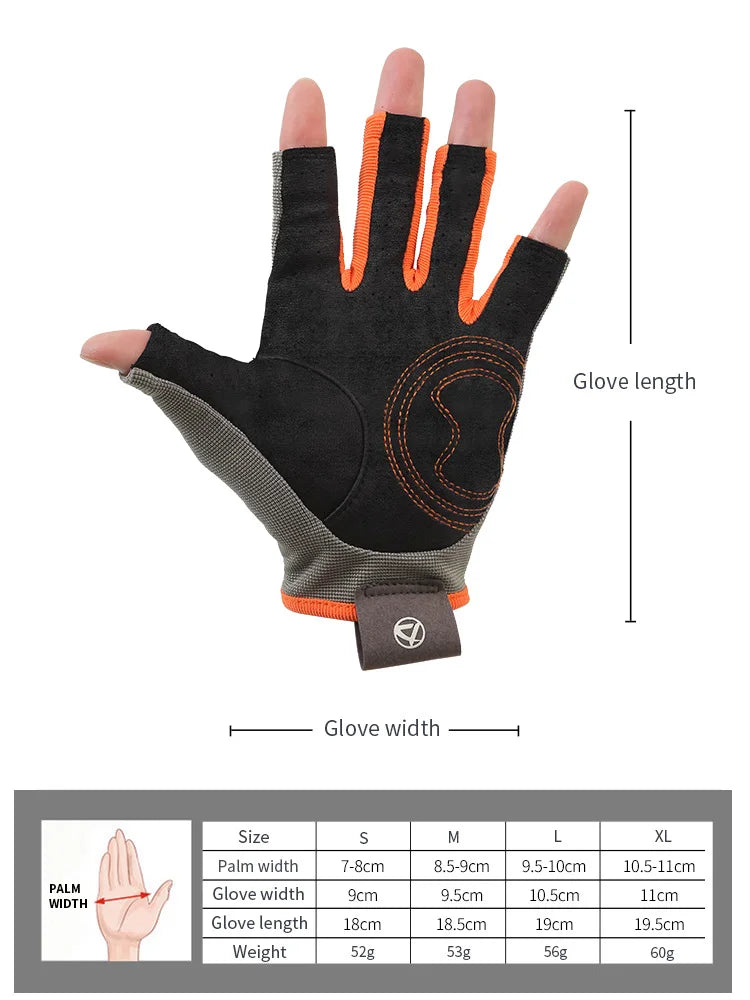 XINDA HST04 Half Finger Leather Gloves - Anti Slip Grip