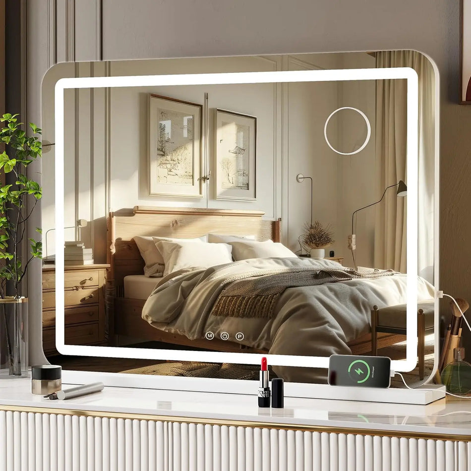 Espelho de Maquilhagem Iluminado de Hollywood 10x Aumento USB Tipo C