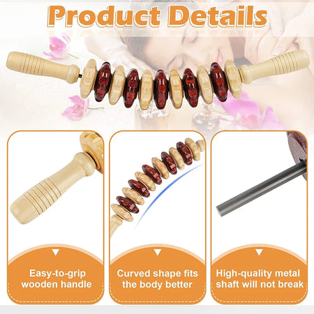 Wood Therapy Roller Gear Stick &ndash; High-Quality Natural Wood Massage Tool