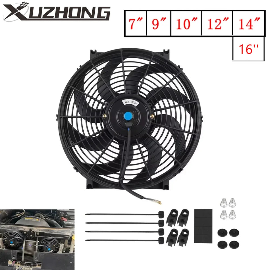 Xuzhong Universell Bil Kylfläktblad Sats, 12V 80W 2100RPM, ABS Plast