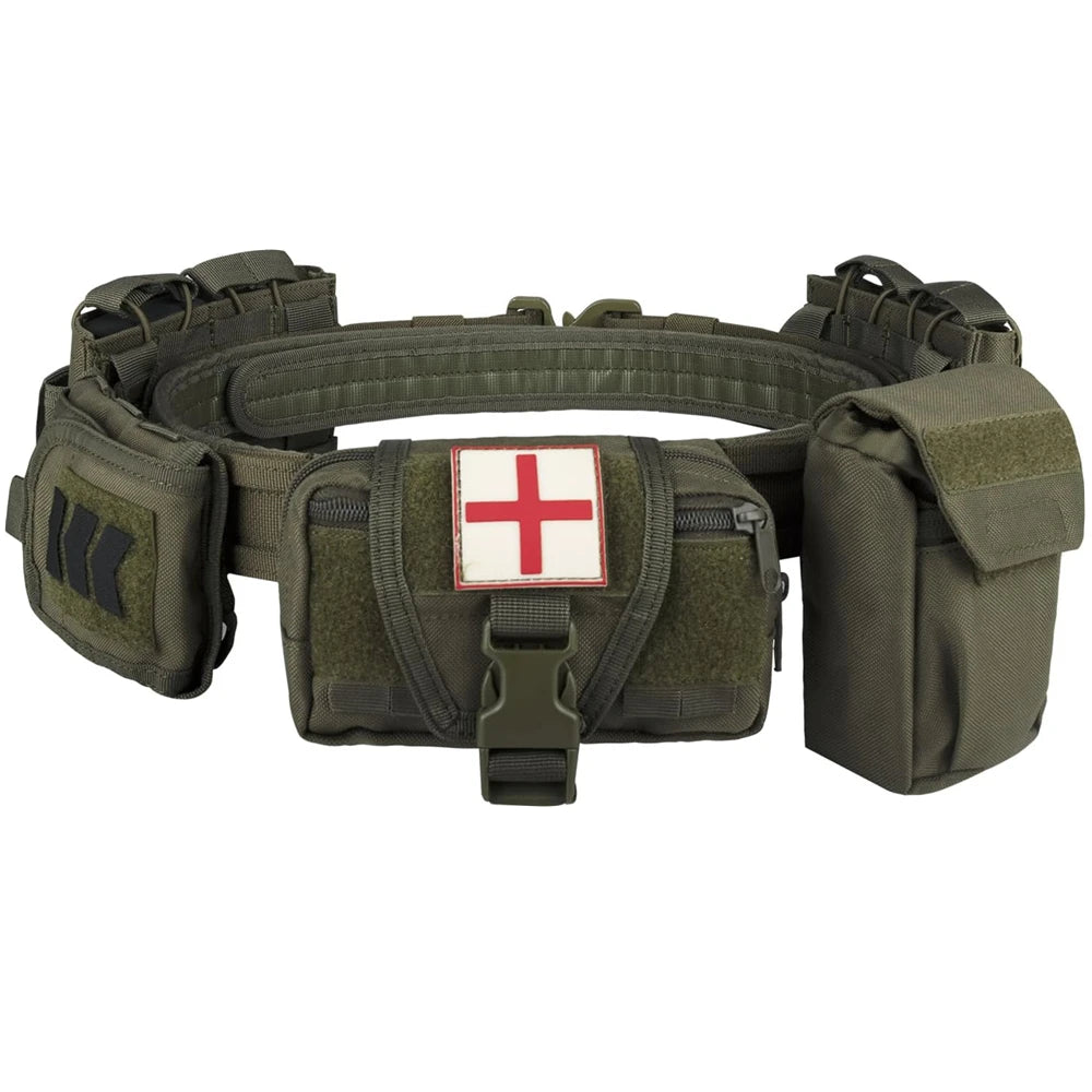 YAKEDA Inner Nylon Patrol Tactical Waist Utility Duty Belt &ndash; Quick Detach Buckle Range Green
