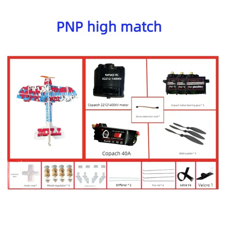 3D Mercury Fixed Wing RC Plane DIY Kit PNP Red and blue