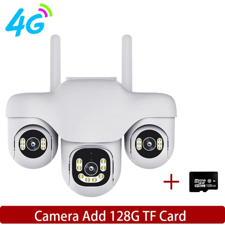 12MP Triple Lens PTZ 4G Security Camera 4G Cam Add 128G / AU Plug