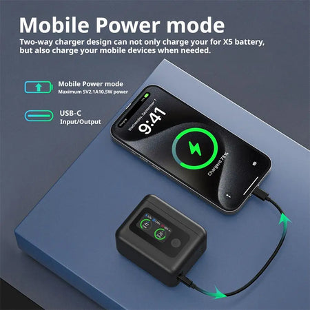 Insta360 X5 Battery Charger Case &ndash; Dual Battery Fast Charging with LED Display