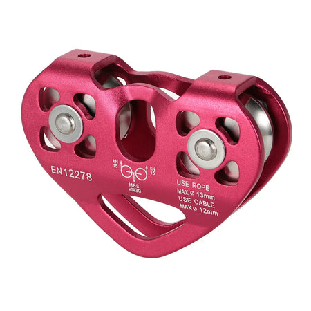 30kN Outdoor Rock Climbing Rescue Dual Pulley Zip Line Pulley Aluminum Magnesium Alloy Climbing Gear Hammock Hanging Device YD28-30KN-red