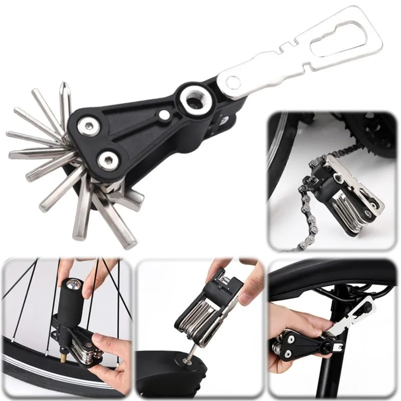 18-in-1 Bicycle Multitool for Mountain Bikes, Portable Tire Kit