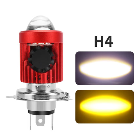 KEVANLY H4 H6 BA20D LED Motorcycle Light Bulb &ndash; Dual Color White Yellow Fisheye Lens H4