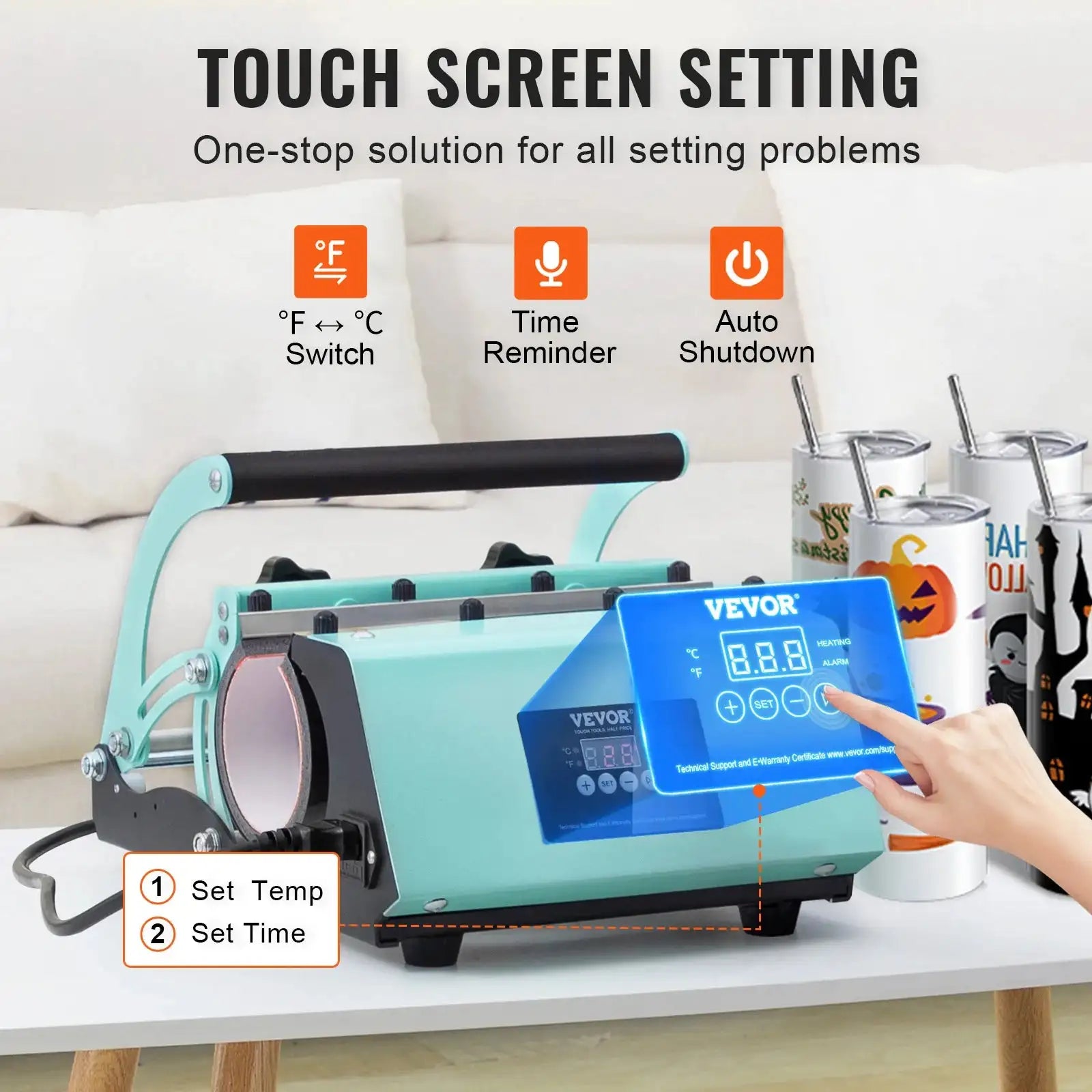 Tumbler Heat Press Machine &ndash; 8Pc 20Oz Tumbler Set