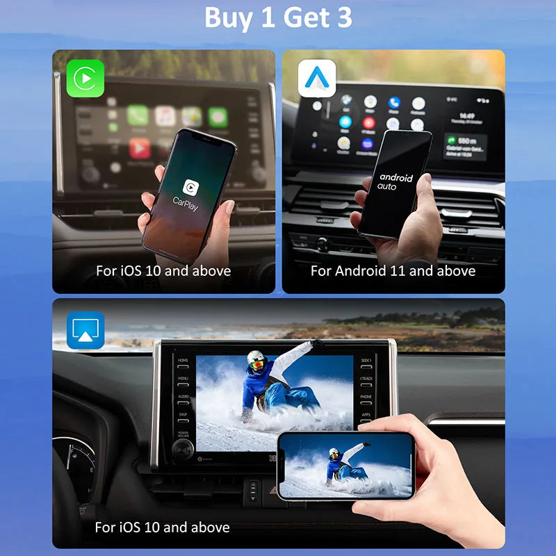 Bezvadu CarPlay Android Auto adapteris Plug and Play VW un Mercedes-Benz automašīnām