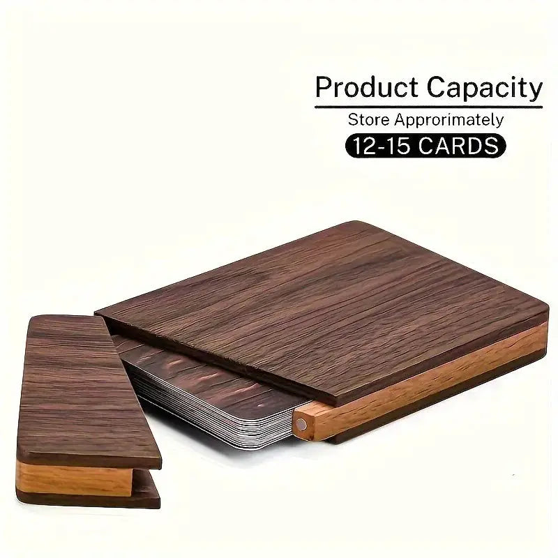 Portable Wood Business Card Holder Slim Card Case For Men Wooden Business Card Organizer Desk Accessories by InterCyprus Trading Ltd