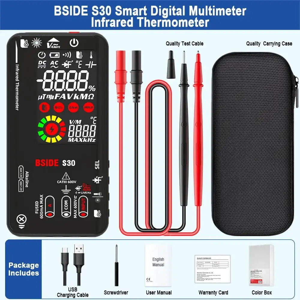 BSIDE Smart Digital Multimeter Infrared Temperature True RMS S30 Black