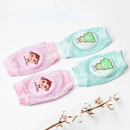 2 Pack Baby Knee Pads &ndash; Breathable Mesh Summer Protection Pink and Green