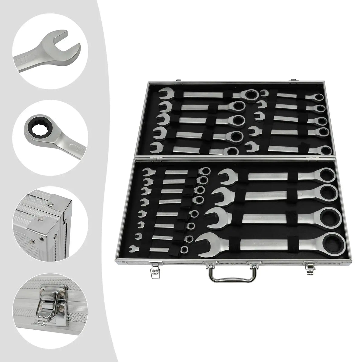 22 Piece Ratchet Wrench Set &ndash; Smooth Polished Finish