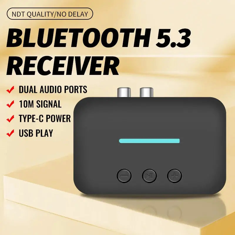 USB Bluetooth 5.3 Audio Receiver Adapter Wireless Stereo Music 3.5mm AUX R/L RCA Support U-Disk Playback For Desktop Speaker Amp by InterCyprus Trading Ltd