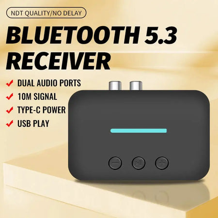 USB Bluetooth 5.3 Audio Receiver Adapter Wireless Stereo Music 3.5mm AUX R/L RCA Support U-Disk Playback For Desktop Speaker Amp by InterCyprus Trading Ltd
