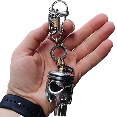 Skull Keychains Piston Art Keychain &ndash; With Flashlight