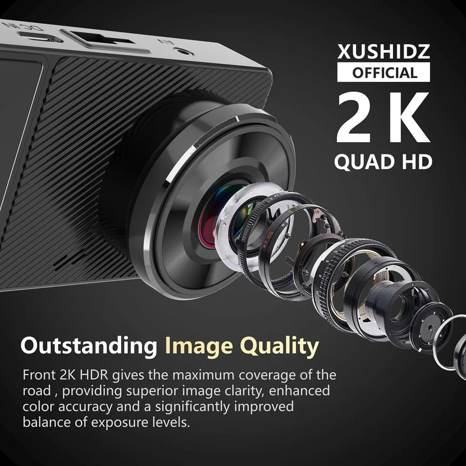 XUSHIDZ 2K WiFi Dash Cam with Night Vision