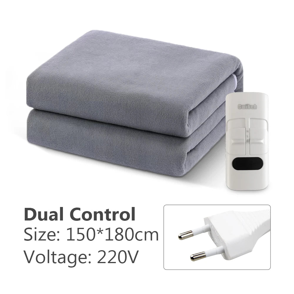 Electric Blanket 220V Thicken Thermostat &ndash; Cozy Warmth Grey 150X180CM