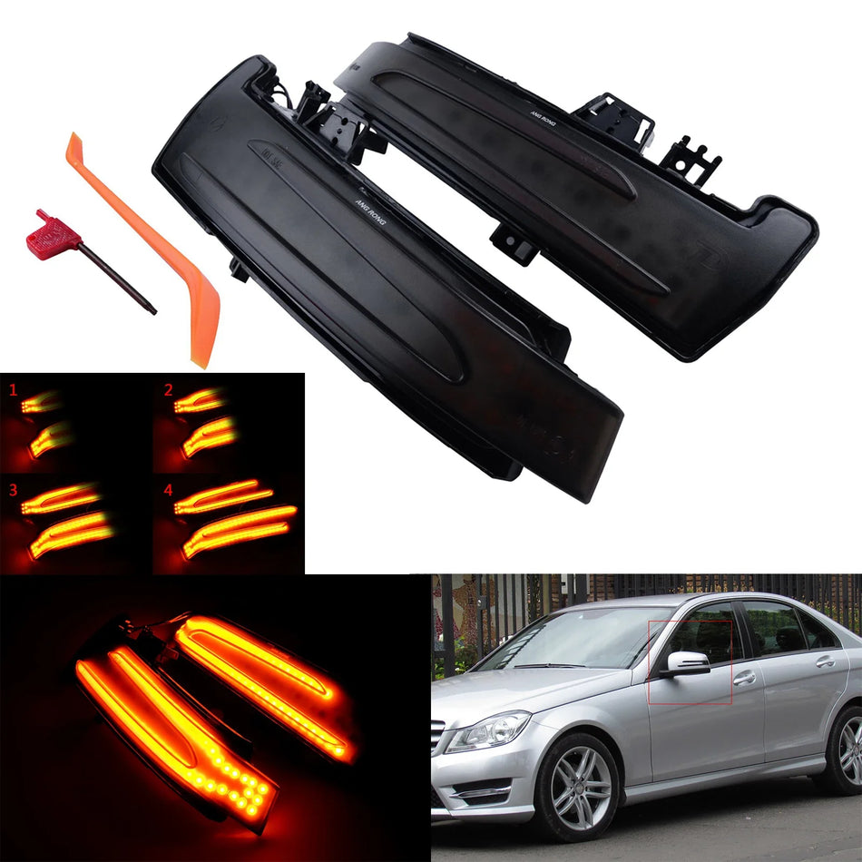Side Mirror Turn Signals with Dynamic Amber LEDs for Mercedes-Benz C Class W204