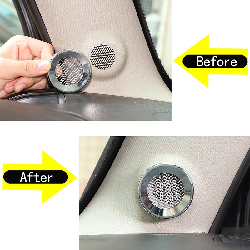 Voor Hummer H3 2005 tot 2009 aluminiumlegering zilveren A-stijl voorste luidsprekerafdekkingen trim sticker auto-accessoires