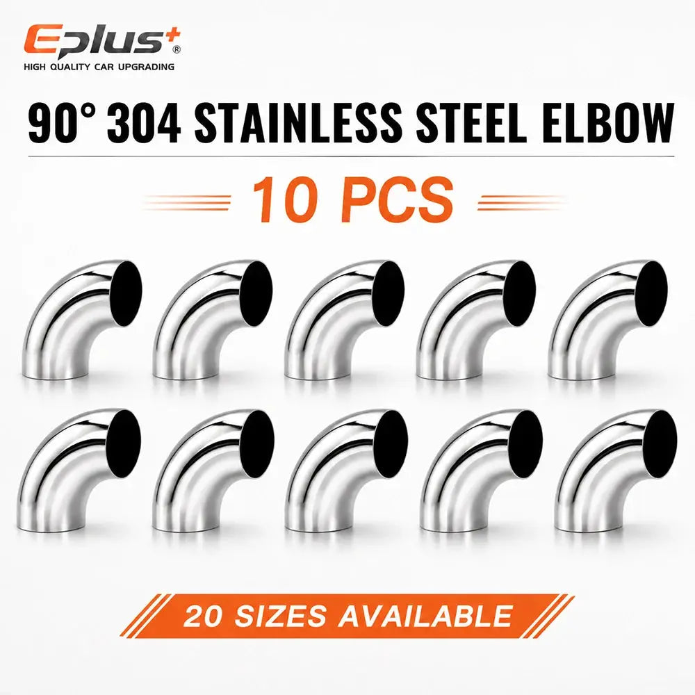10PCS Universal 304 Stainless Steel 90 Degree Elbow Pipe Polished Weld‑On Pipe Fitting Bend Tube for Car Exhaust Muffler Replace by InterCyprus Trading Ltd