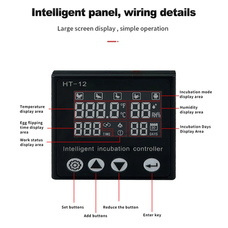 HT-12 LCD Egg Incubator Controller &ndash; Thermostat Hygrostat