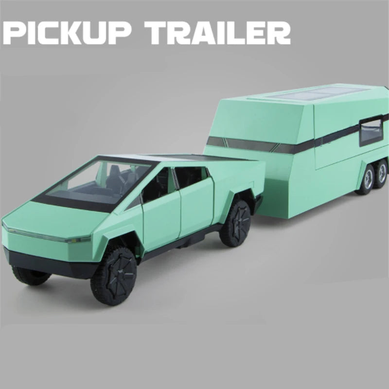 1/32 Scale Alloy Cyber Toy Pickup Truck with Sound and Light Features Green